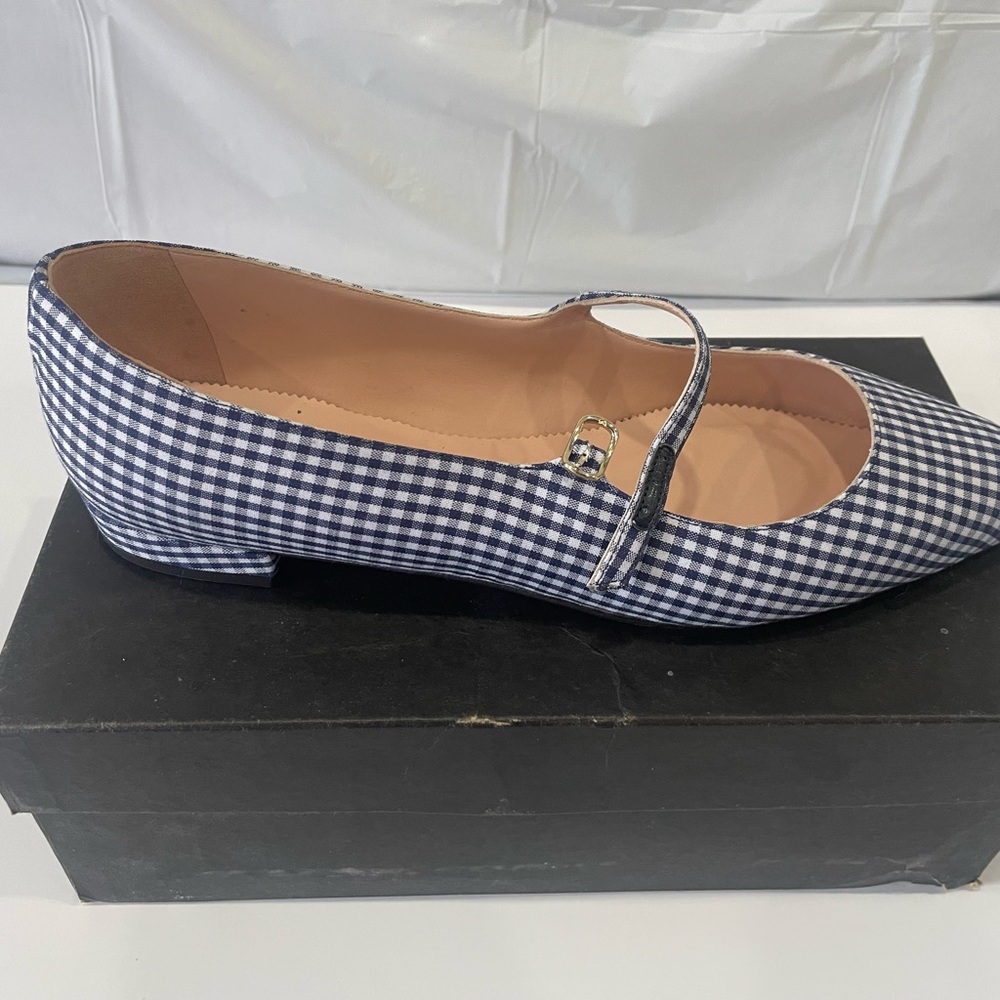 J Crew Point Toe Mary Jane Flat Gingham - Picture 3 of 4